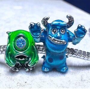Monsters Inc Mike Wazowski Sulley Charm Bracelet Bead Charm fits PANDORA